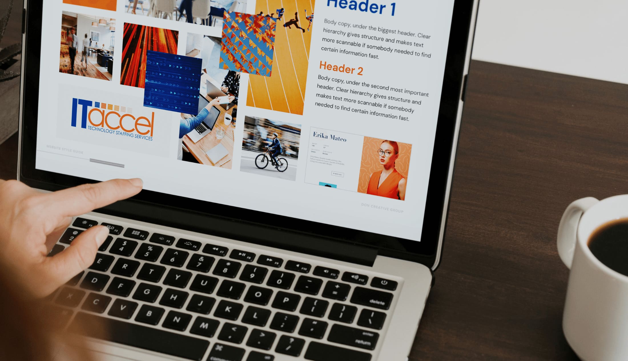 IT Accel's website being shown to the client on a laptop