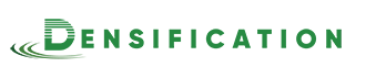 Densification logo with green horizontal wordmark and construction focused visual styling